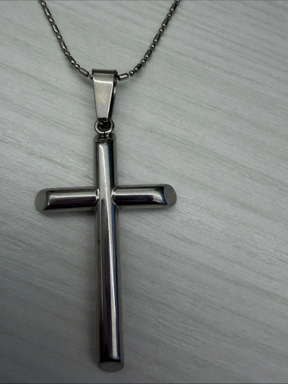 Men's Stainless Steel Cross Pendant Necklace - Silver